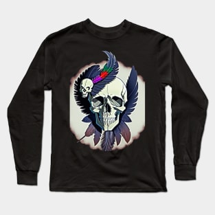 skull with feathers Long Sleeve T-Shirt